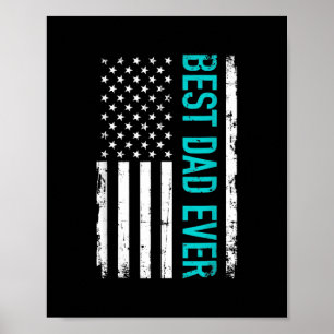 Poster Father's Day Best Dad Ever With US American Flag