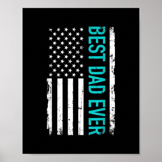 Poster Father's Day Best Dad Ever With US American Flag (Devant)