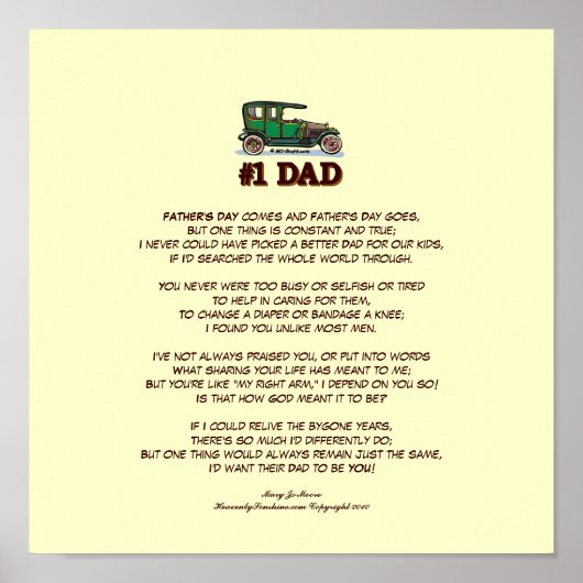 Poster Father's Day Poem from Wife (Devant)