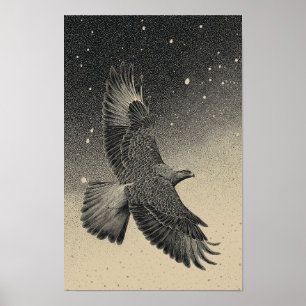 Poster Faucon dans un ciel étoilé