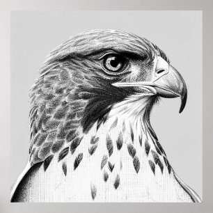 Poster Faucon Oiseau nature sauvage Illustration animale