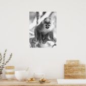 Poster Faune de singe d'écureuil noir et blanc (Cuisine)