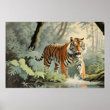 Faune Forêt tropicale de Pluie Tiger Vintage