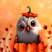 Poster Faune mignonne d'un hibou : Forêt d'automne