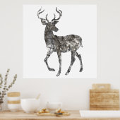 Poster Faune Noir Et Blanc Cerf Art & Décor Mur (Cuisine)