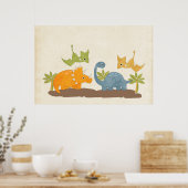 Poster Faune sauvage de Cute Dinosaure (Cuisine)