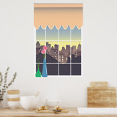 Poster Fausse fenêtre avec vue urbaine (Cuisine)