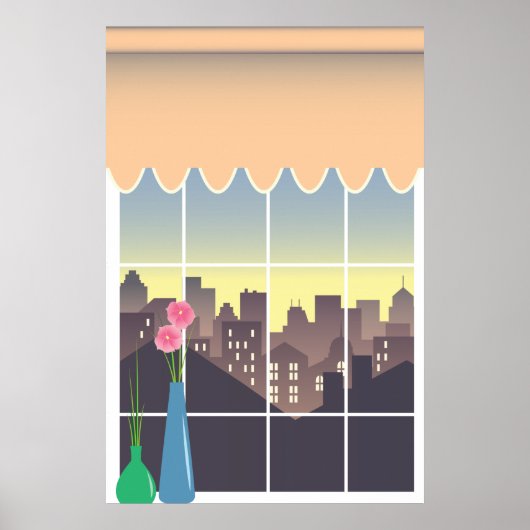 Poster Fausse fenêtre avec vue urbaine (Devant)
