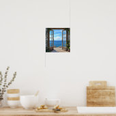Poster Fausse fenêtre Décor de maison Paysage côtier de p (Cuisine)