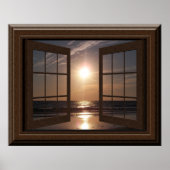 Poster Fausse Fenêtre Scène Coucher de soleil paisible re (Devant)