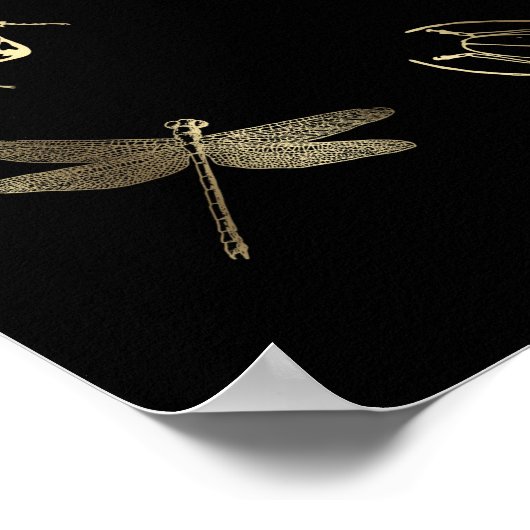 Poster fausse feuille d'or bugs sur noir (Coin)