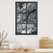 Poster Fausse illusion de fenêtre Fleurs blanches (Cuisine)