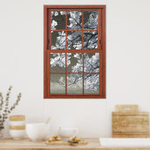 Poster Fausse illusion de fenêtreFleurs blanches minces (Cuisine)