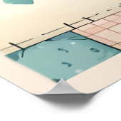 Poster Fausse Maisonnette Pastel Patchwork Visage de Chat (Coin)