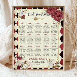 Poster Fauteuil Floral Rouge Vintage Alice au Pays des Me