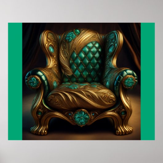 Poster Fauteuil Luxueux Vert Et Or (Devant)