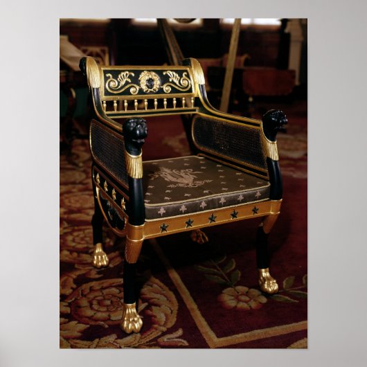 Poster Fauteuil sculpté avec détails dorés (Devant)