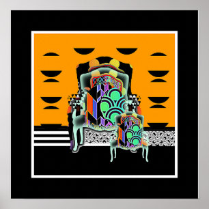 Poster Fauteuils triples Geo vintages