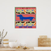 Poster Fauvisme Abstrait Blue Dachshund (Cuisine)