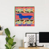 Poster Fauvisme Abstrait Blue Dachshund (Bureau à domicile)