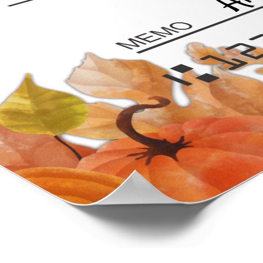 Poster Faux chèque caritatif géant automne automne automn (Coin)