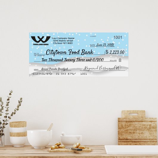 Poster Faux chèque caritatif géant flocon de Noël (Cuisine)