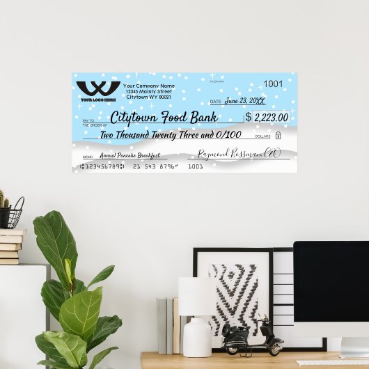 Poster Faux chèque caritatif géant flocon de Noël (Bureau à domicile)