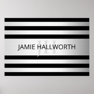 Poster Faux Contemporain Silver Ombre Grandes Tailles & N