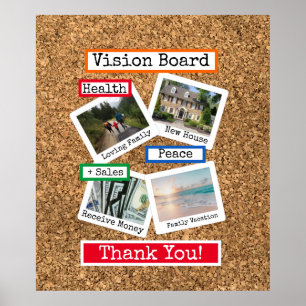 Poster Faux Cork Custom Photo Collage Vision Board