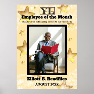 Poster Faux étoiles d'or brillant employé du mois