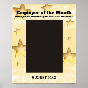 Poster Faux étoiles or brillant employé du mois 8x10
