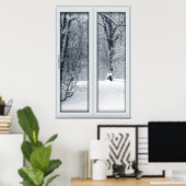 Poster Faux Faux Fenêtre Illusion - Scène De Neige Fraîch (Bureau à domicile)