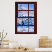 Poster Faux Faux Fenêtre Illusion - Scène De Neige Fraîch (Cuisine)