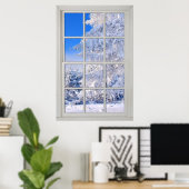 Poster Faux Faux Fenêtre Illusion - Scène De Neige Fraîch (Bureau à domicile)