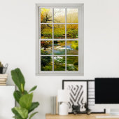 Poster Faux Faux Window Illusion - Chinese Garden View (Bureau à domicile)