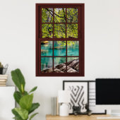 Poster Faux Faux Window Illusion - Lagon Lumineux (Bureau à domicile)