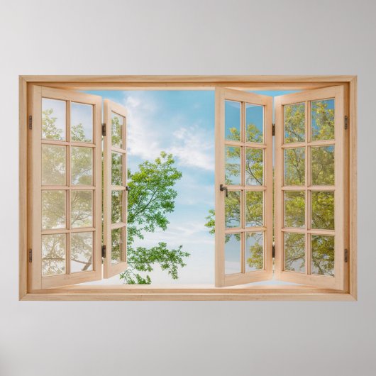 Poster Faux Fenêtre avec vue sur le ciel d'été (Devant)