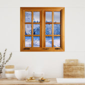 Poster Faux fenêtre Carré de neige fraîche (Cuisine)