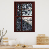 Poster Faux Fenêtre - Illustration - Bois d'hiver Vue 1 s (Cuisine)