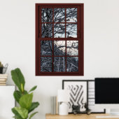 Poster Faux Fenêtre - Illustration - Bois d'hiver Vue 1 s (Bureau à domicile)