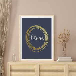 Poster Faux Gold Abstrait Circle Design avec nom