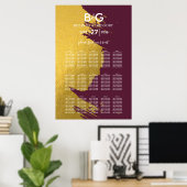 Poster Faux Gold Burgundy, Monogramme Mariage (Bureau à domicile)