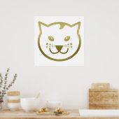 Poster Faux Gold Chat Face - Couleur arrière - plan perso (Cuisine)