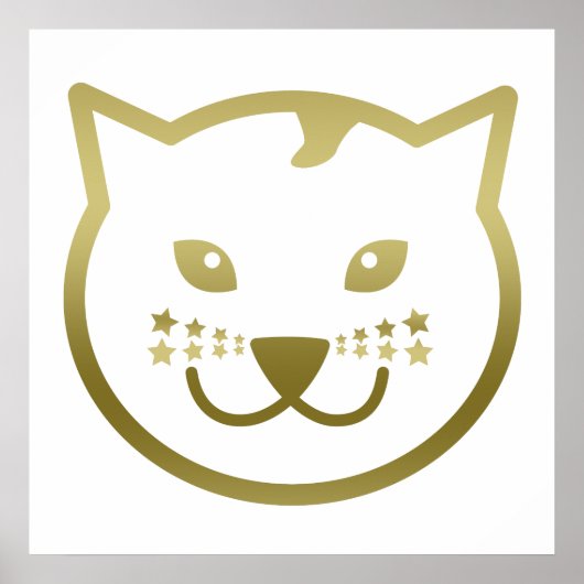Poster Faux Gold Chat Face - Couleur arrière - plan perso (Devant)