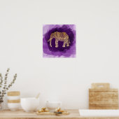 Poster faux gold elepher purple brusstroke (Cuisine)