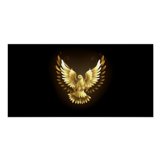 Poster Faux Gold Foil Peace Dove en noir (Devant)