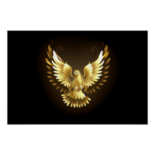 Poster Faux Gold Foil Peace Dove en noir
