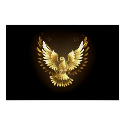 Poster Faux Gold Foil Peace Dove en noir (Devant)
