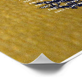 Poster Faux Gold Marine Blue Monogram Mariage Seing Chart (Coin)