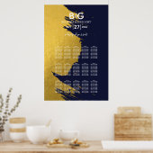 Poster Faux Gold Marine Blue Monogram Mariage Seing Chart (Cuisine)